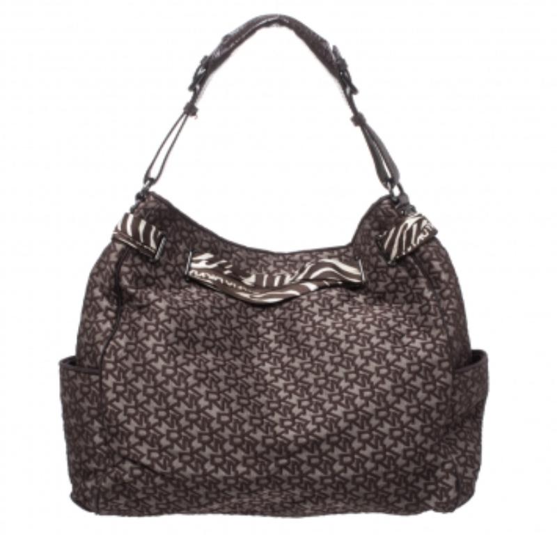 Dkny Brown Signature Canvas Scarf Hobo For Sale 4