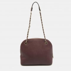 DKNY Burgundy Leather Dome Shoulder Bag