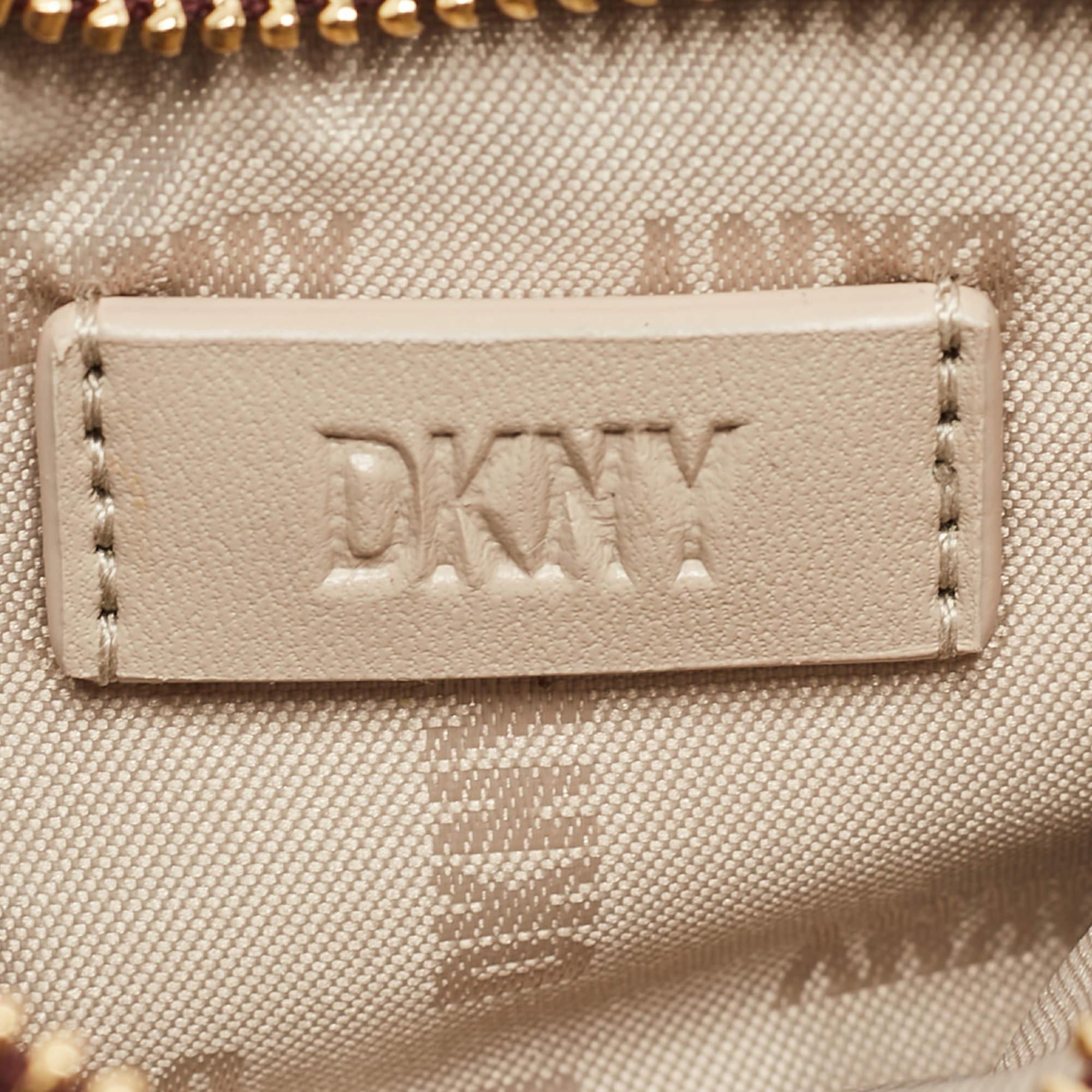 DKNY Burgundy Signature Embossed Leather Catherine Key Card Case For Sale 5