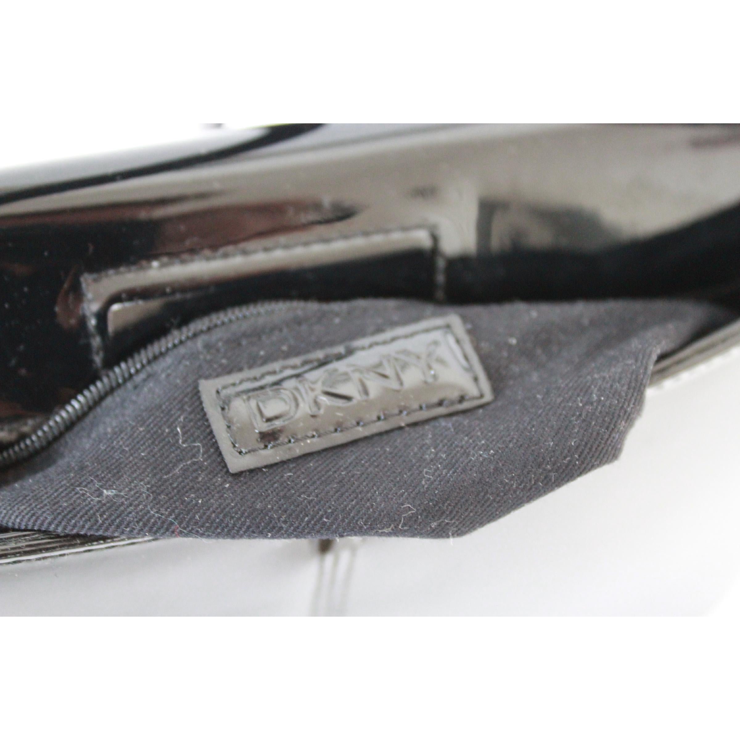 DKNY Donna Karan Black Rigid Patent Leather Shoulder Bag  1