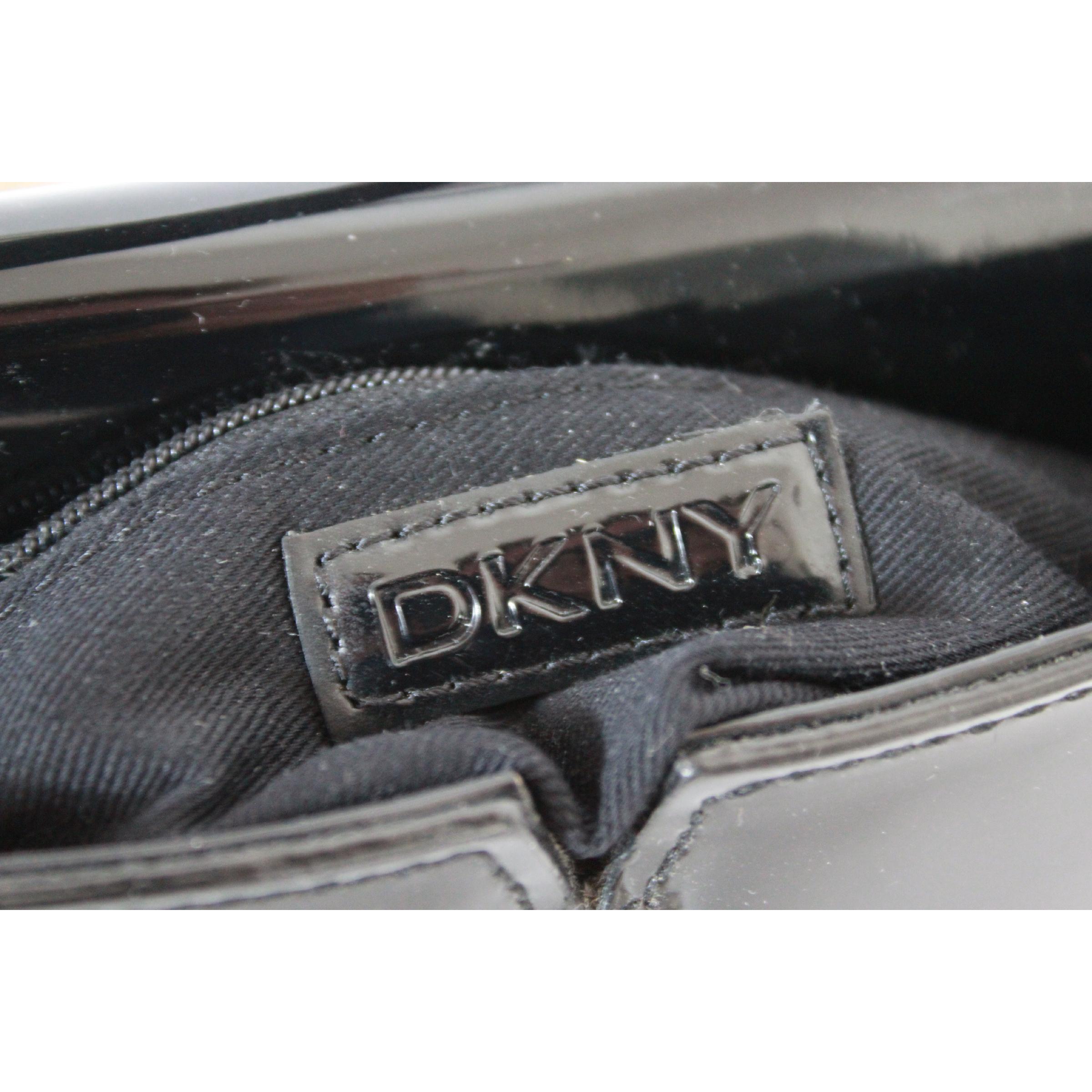 DKNY Donna Karan Black Rigid Patent Leather Shoulder Bag 2