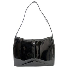 DKNY Donna Karan Black Rigid Patent Leather Shoulder Bag 