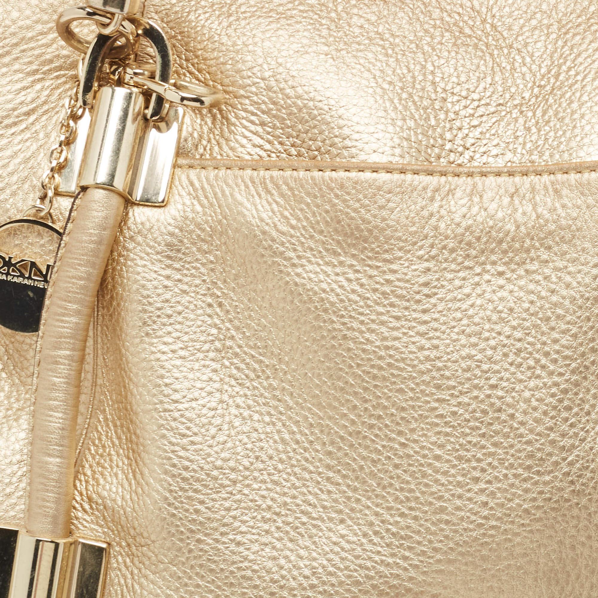 DKNY Gold Leather Metal Detail Tote 1