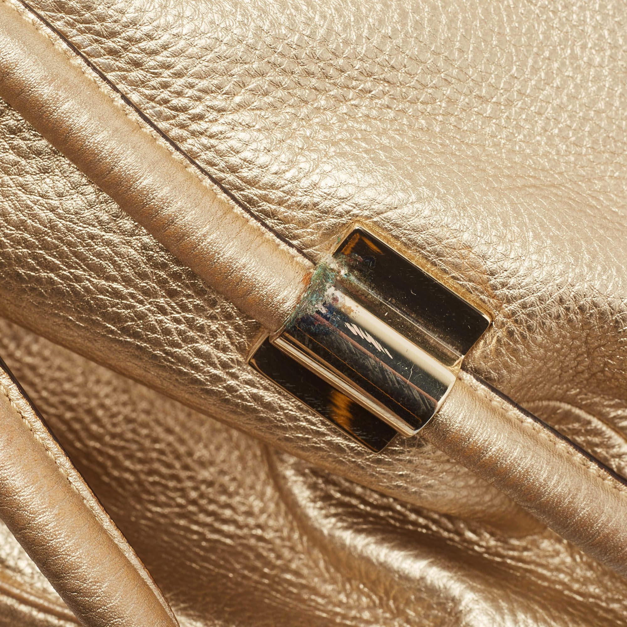 DKNY Gold Leather Metal Detail Tote 3