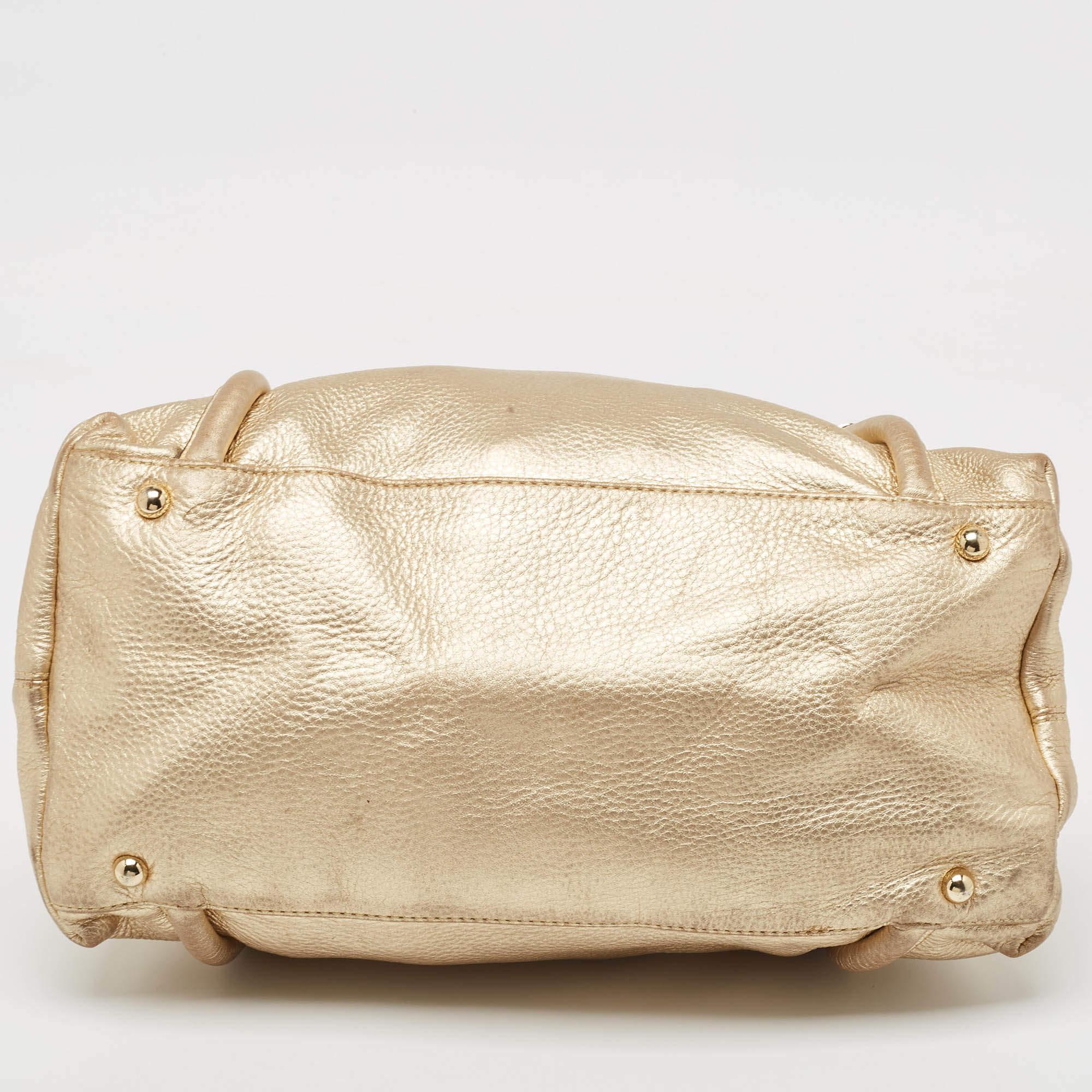 DKNY Gold Leather Metal Detail Tote 5
