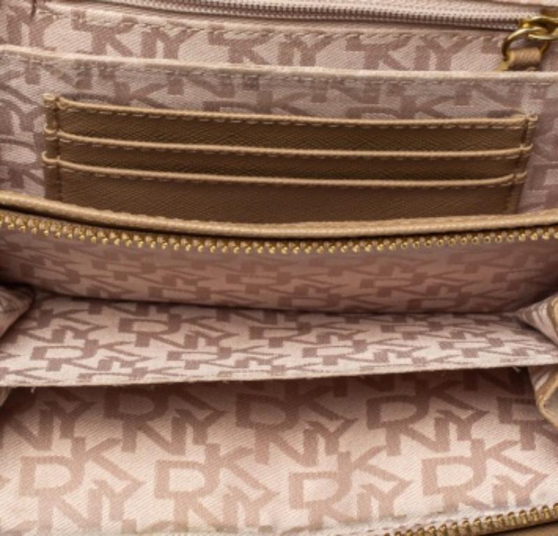 Dkny Grey Monogram Canvas And Leather Flap Wallet For Sale 4