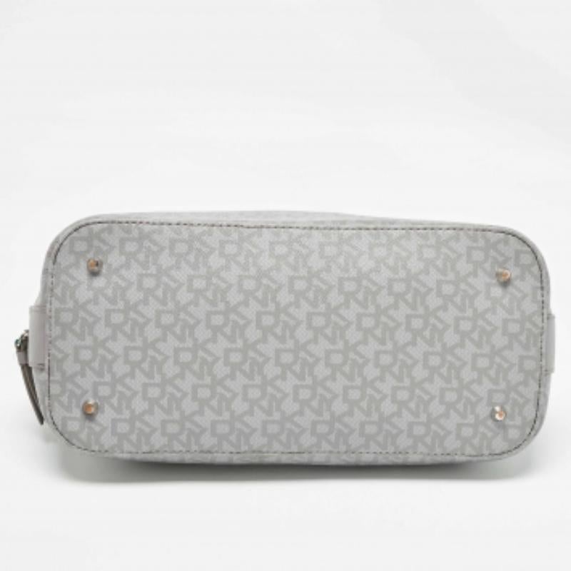 DKNY Grey Signature Dome Satchel aus beschichtetem Canvas und Leder Damen im Angebot