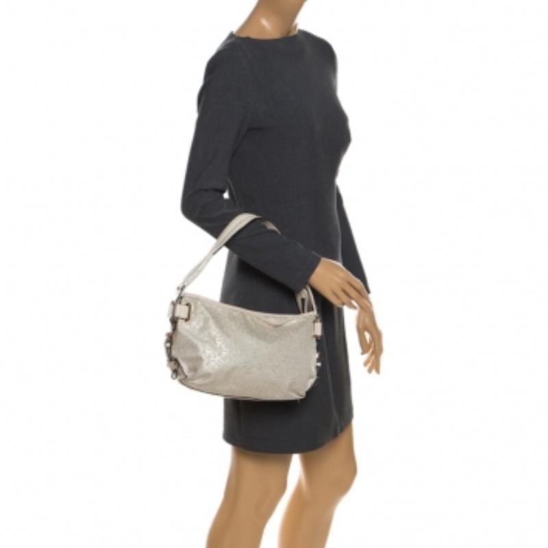 Borsa a tracolla in pelle e tessuto Dkny Ivory Signature in vendita 5