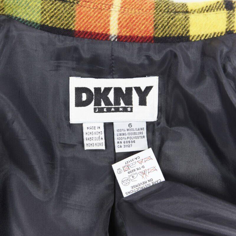 DKNY JEANS Vintage 100% wool red green plaid notched lapel jacket US6 5