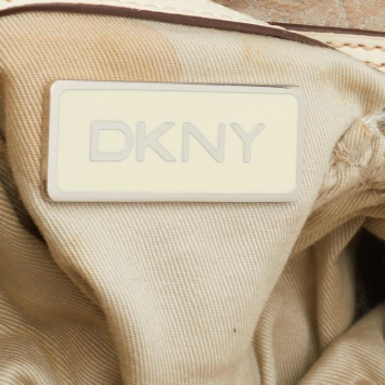 DKNY Hobo de lona y piel beige claro/crema en venta 2