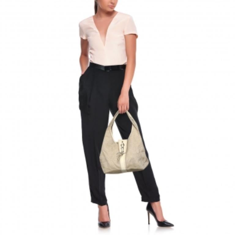 DKNY Hobo de lona y piel beige claro/crema en venta 4
