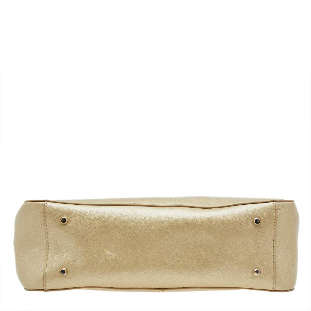 DKNY - Fourre-tout en cuir Saffiano or métallisé Bryant Park Chain 1