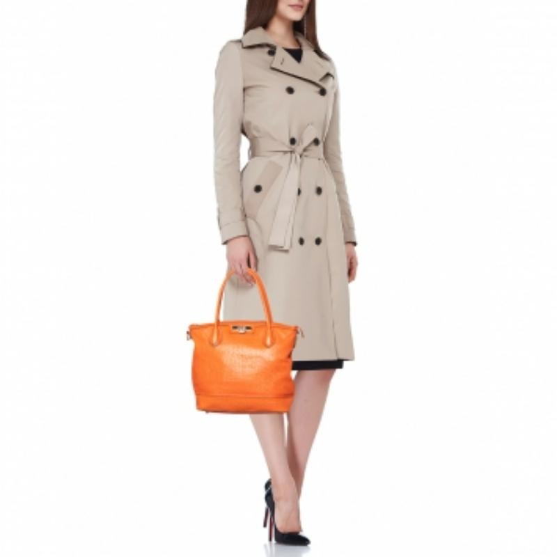 DKNY Orange Leder Top Zip Tote im Angebot 7