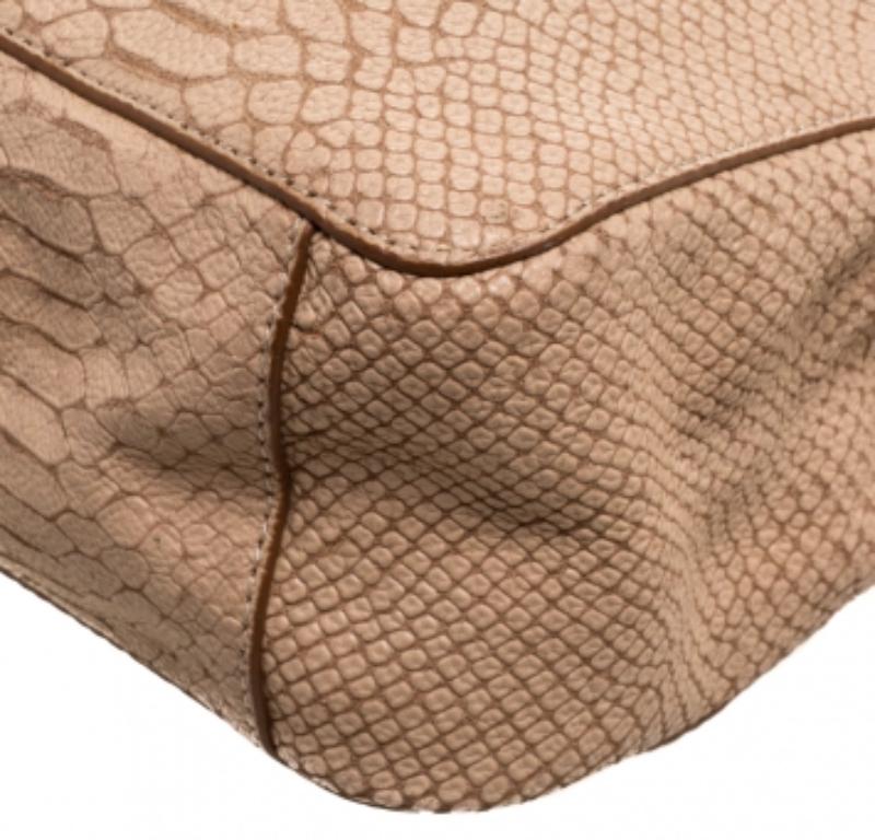 Dkny Peach Python Embossed Leather Chain Tote For Sale 5