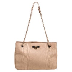 Dkny Peach Python Embossed Leather Chain Tote