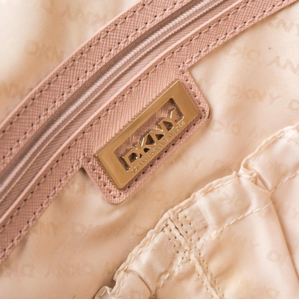 Dkny Pink/Beige Signature Canvas and Leather Dome Satchel 5