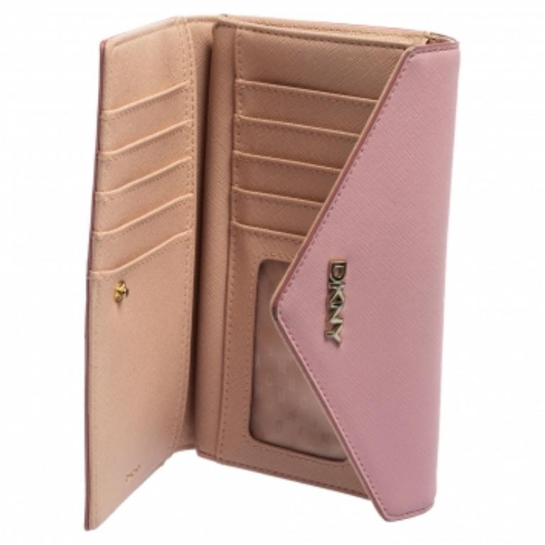 Dkny Pink Saffiano Leather Envelope Flap Wallet 6