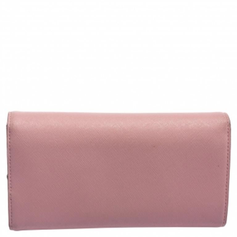 Dkny Pink Saffiano Leather Envelope Flap Wallet 1