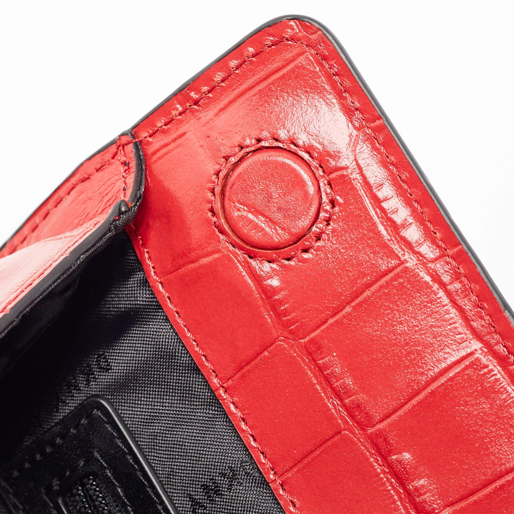 Women's DKNY Red Croc Embossed Leather Cooper Top Handle Bag