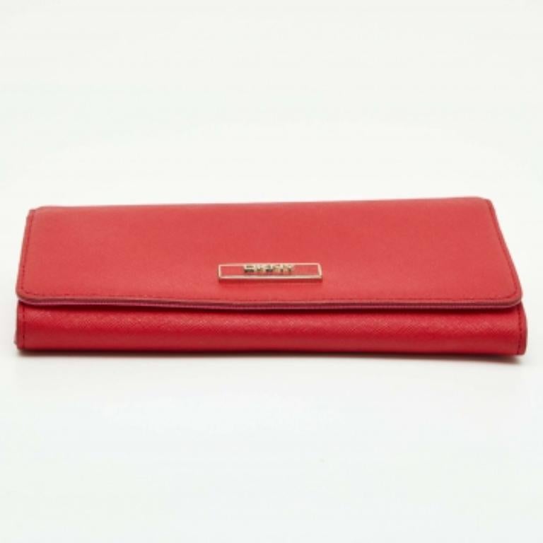 DKNY Red Leather Flap Continental Geldbörse im Angebot 2