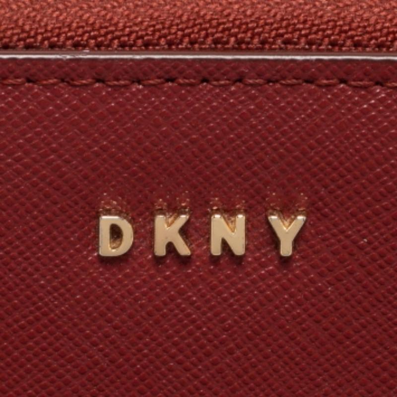 DKNY Red Leather Large Bryant Zip Around Clutch For Sale 4