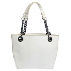 Dkny White Patent Leather Chain Tote