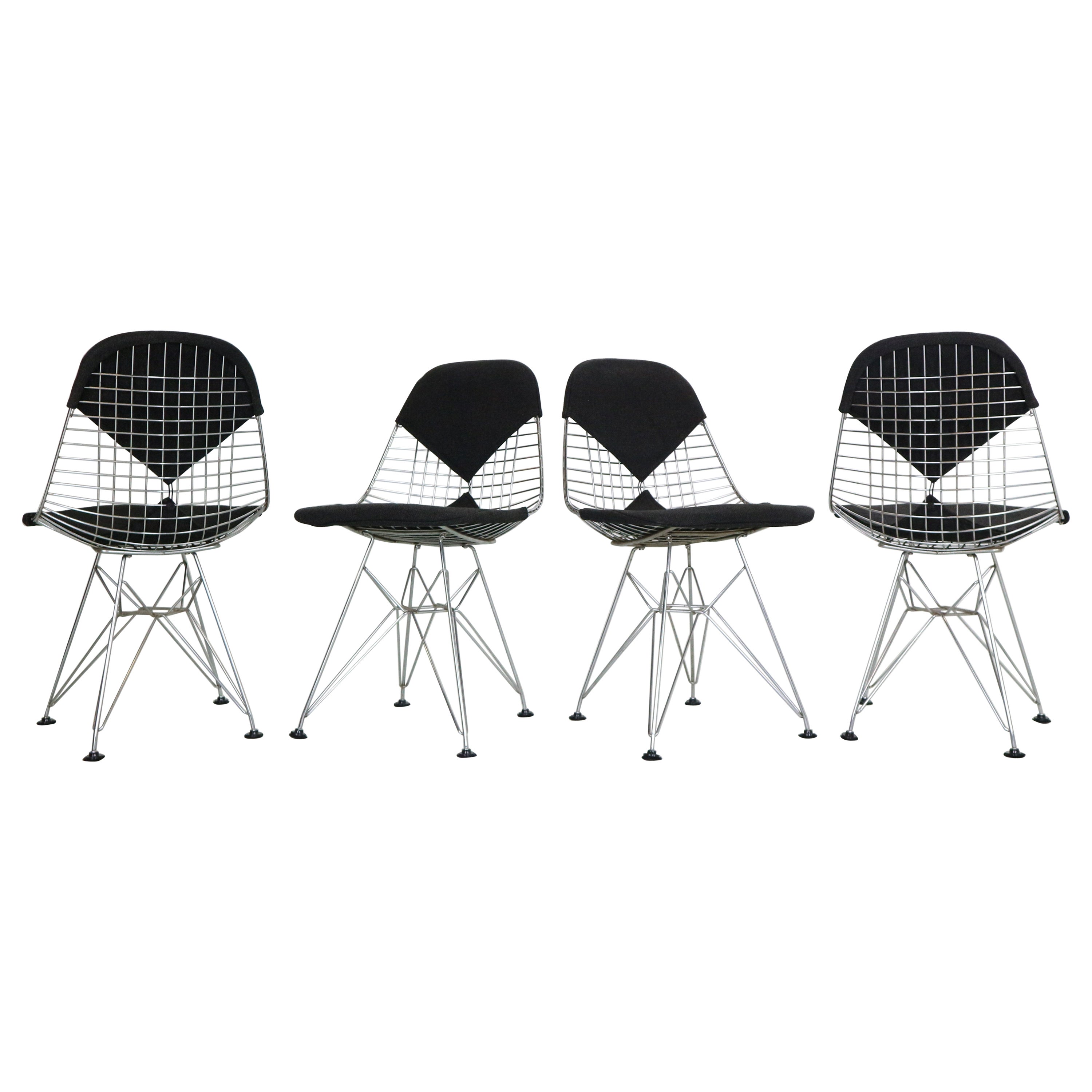 ""DKR-2"" Satz von 4 Drahtstühlen "Bikini" von Eames für Herman Miller, 1960
