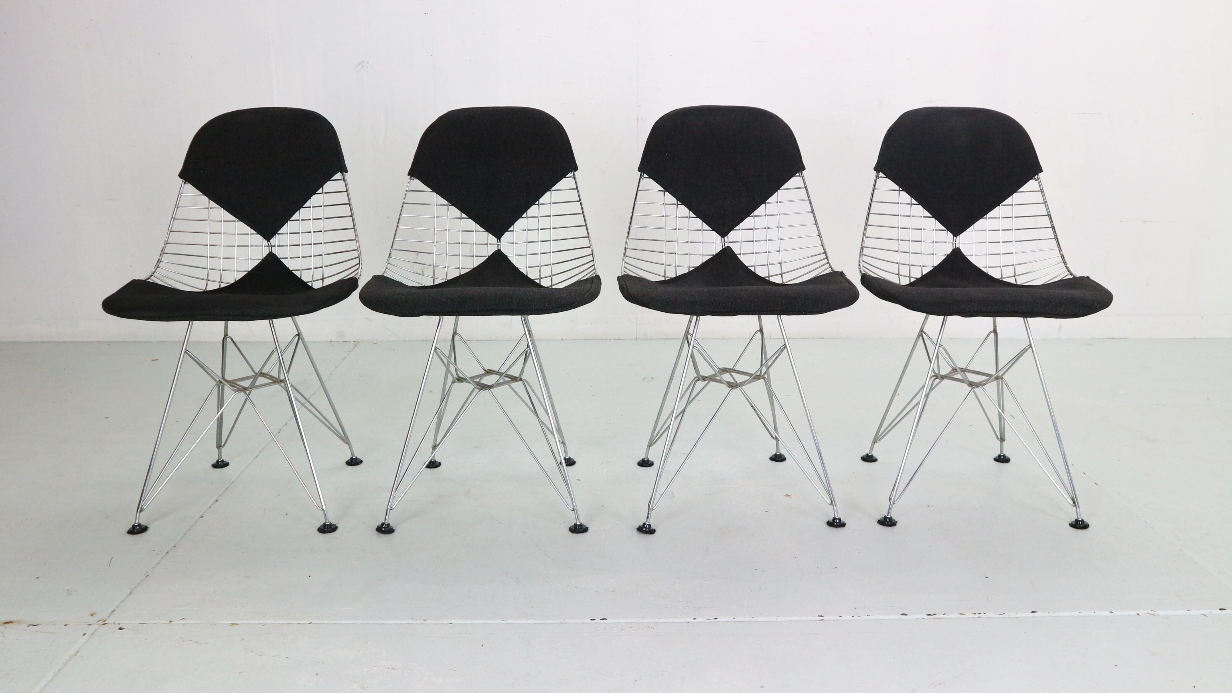 Eames PAIR Vintage Eames DKR chairs black vinyl covers eiffel tower Midcentury icons 