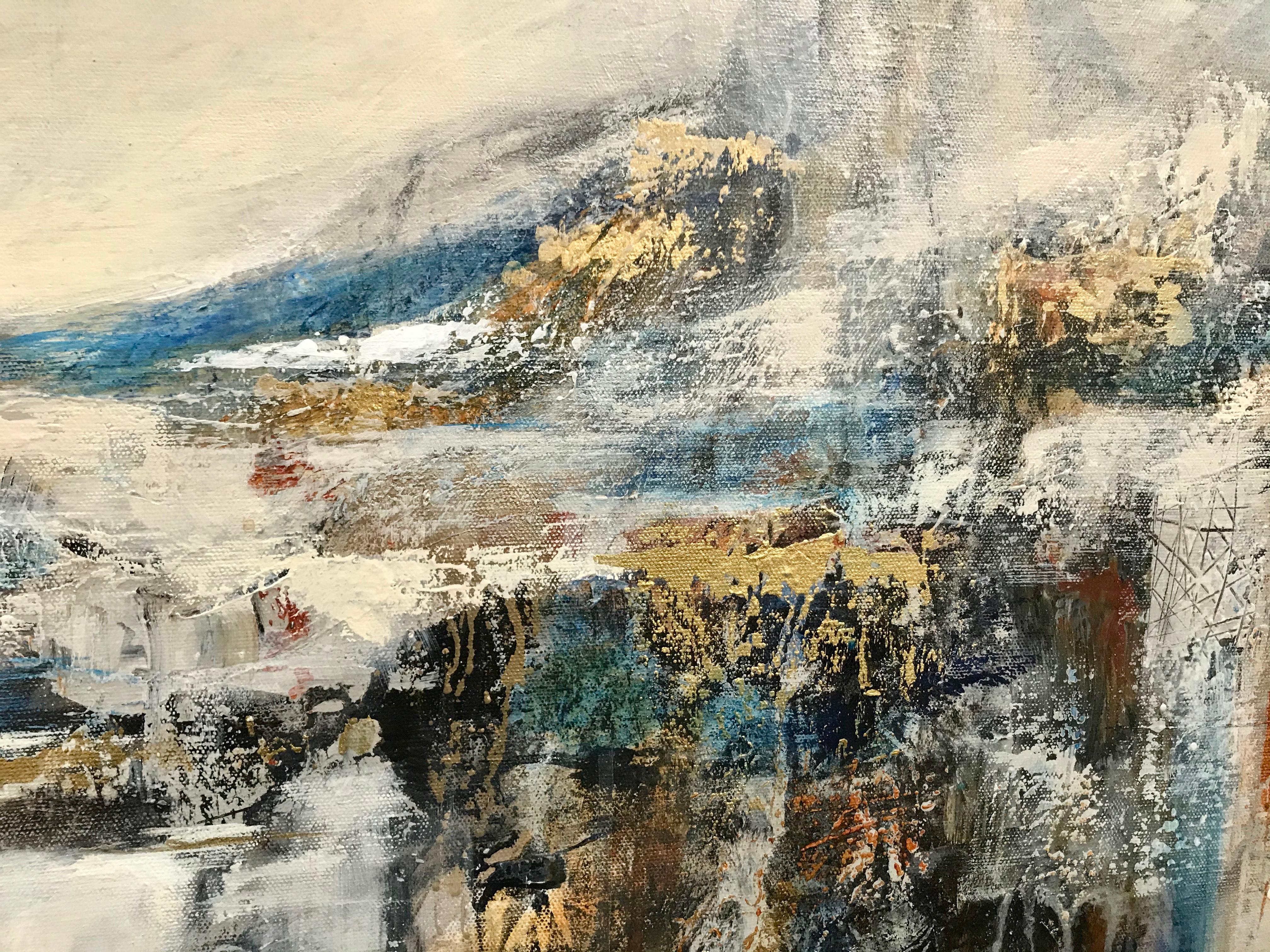 <p>Artist Comments<br>An ethereal abstract landscape evoking water rushing over stone. Artist DL Watson says the painting was initially inspired by the song of the same name, and she built up the texture of the work with her palette knives. Cool