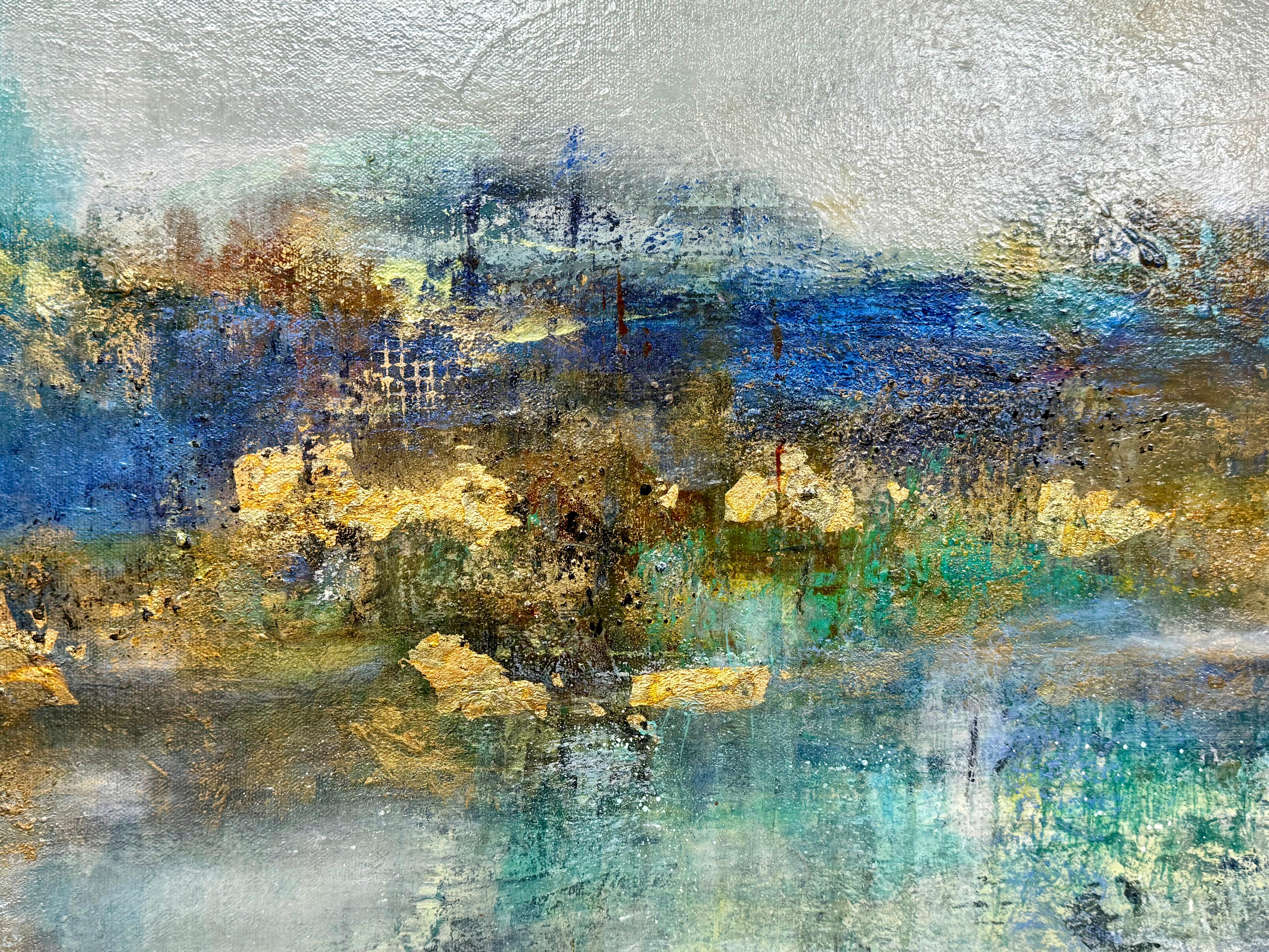 La calma prima della tempesta, pittura astratta - Abstract Painting Grigio di DL Watson