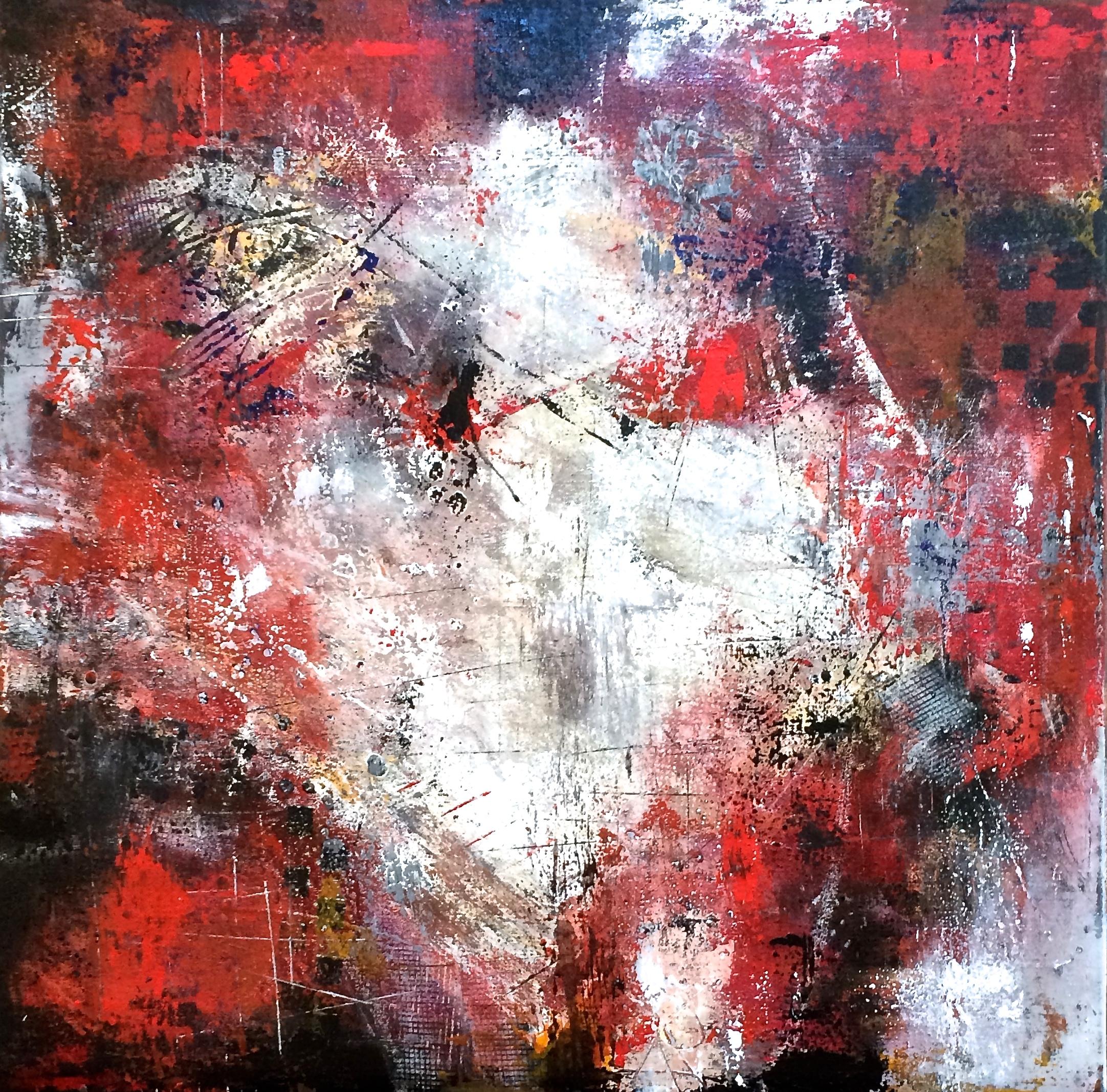 Abstract Painting de DL Watson - Veo la puerta roja, Pintura, Acrílico sobre lienzo