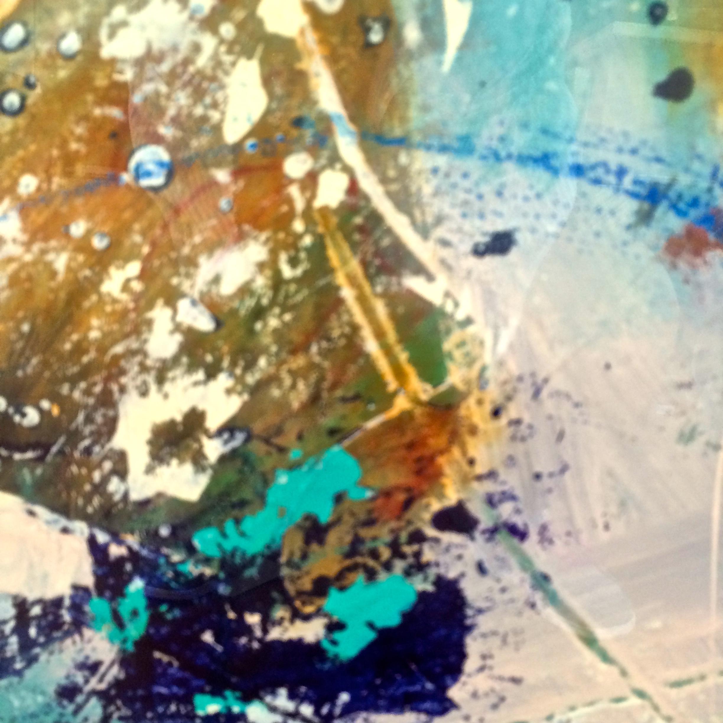 Odissea, Pittura, Acrilico su carta acquerellata - Abstract Painting Blu di DL Watson