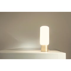 DL200 Table Lamp In Satin Brass with White Glass Light Diffuser by Daluce