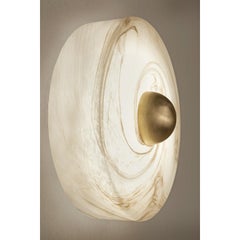 DL400 Wall Lamp In Blown Glass, Alabaster & Satin Brass by Daluce