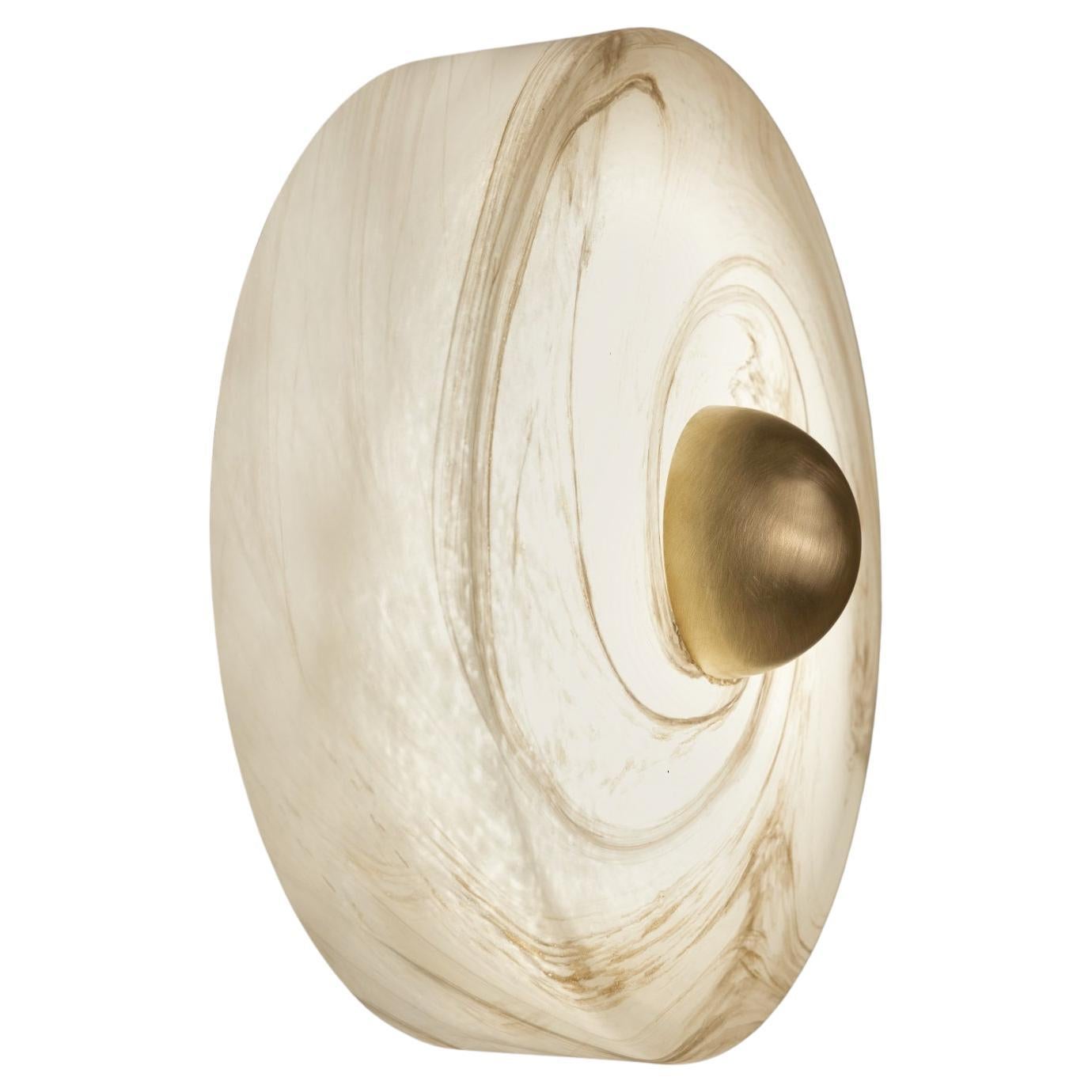 DL400 Wall Lamp In Blown Glass, Alabaster & Satin Brass by Daluce
