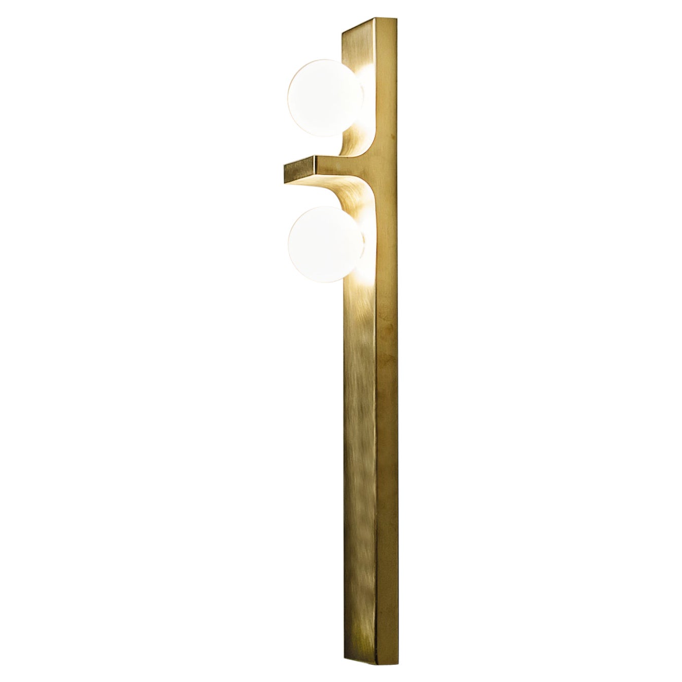 DL440 Wall Lamp in Satin Brass with Two Blown Glass Spheres by Daluce