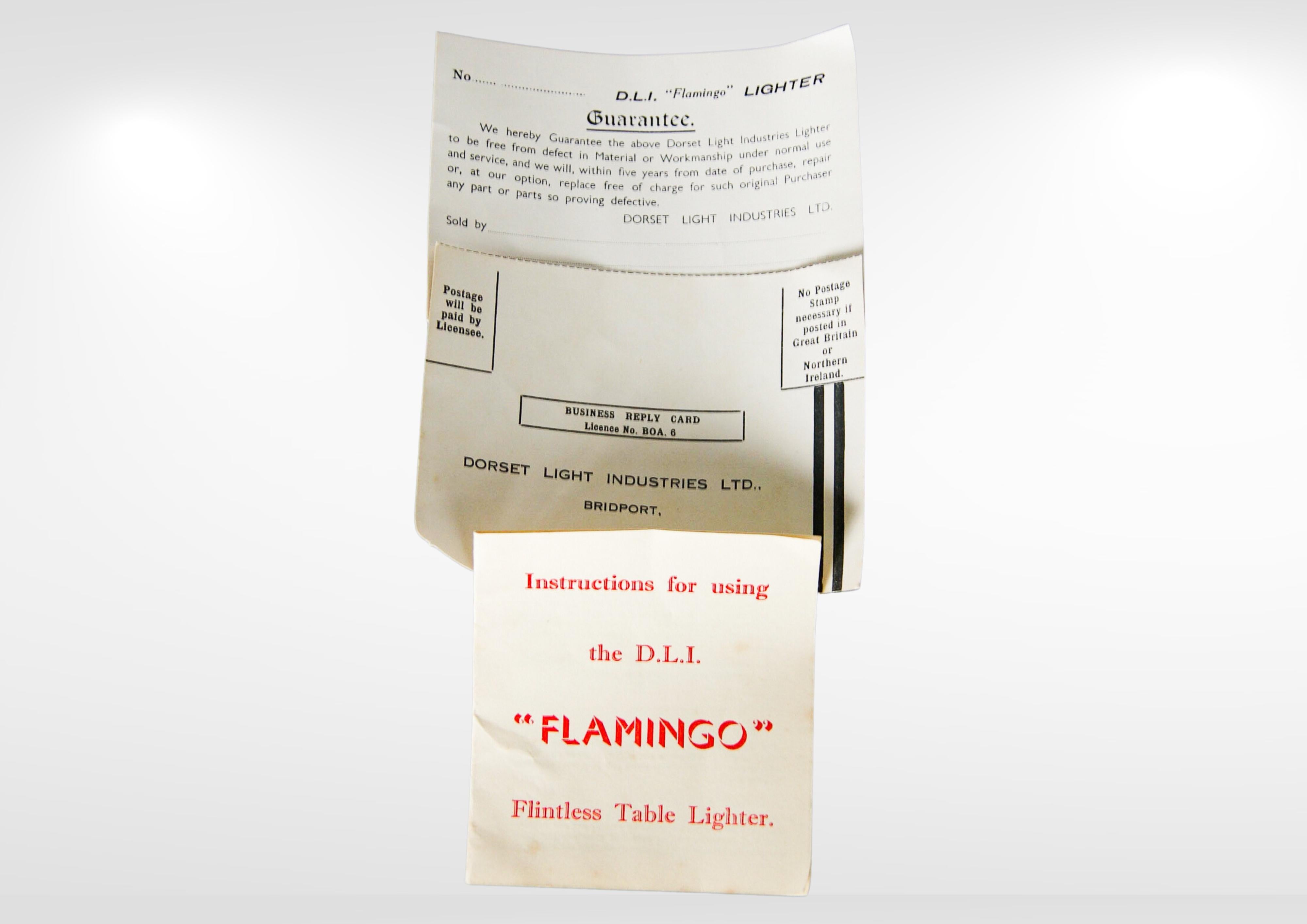20th Century D.L.I Flamingo Bakelite Flintless Table Lighter, Circa 1950s unused & boxed For Sale