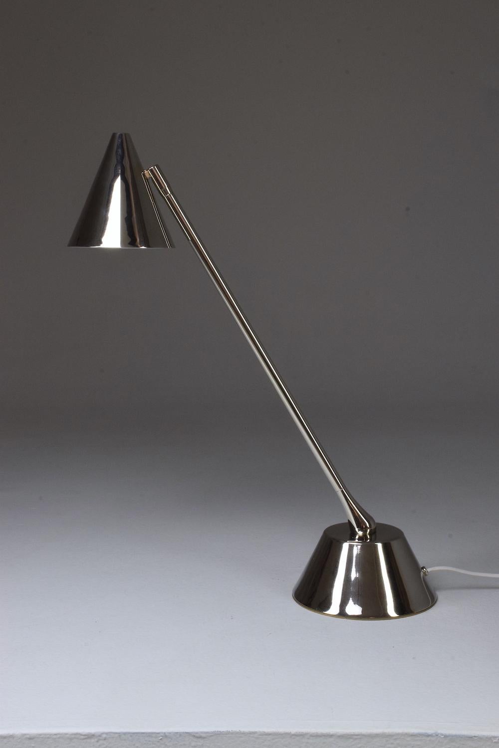 Modern De.Light T2 Nickeled Brass Desk Lamp, Flow 2 Collection For Sale