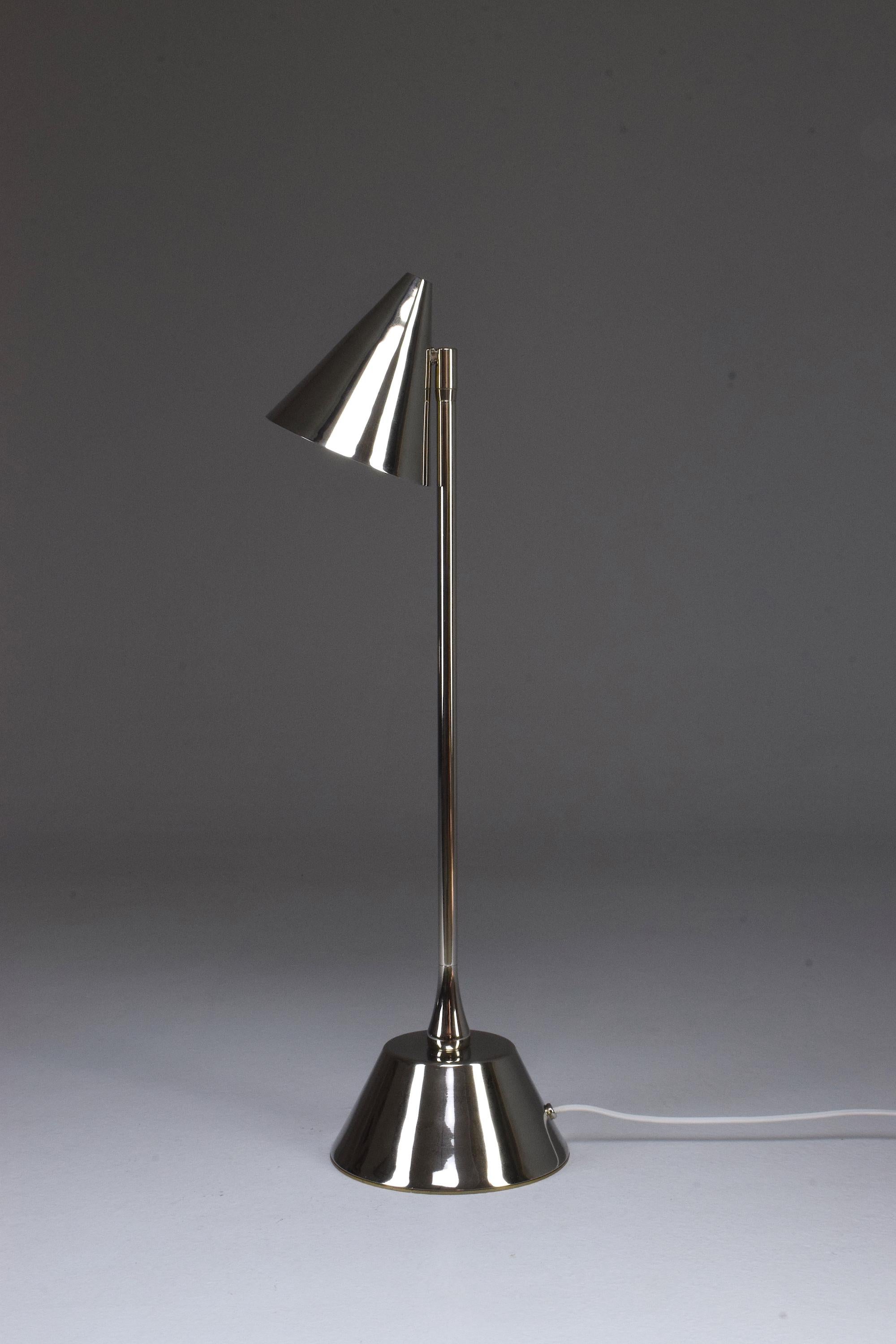 Portuguese De.Light T2 Nickeled Brass Desk Lamp, Flow 2 Collection For Sale