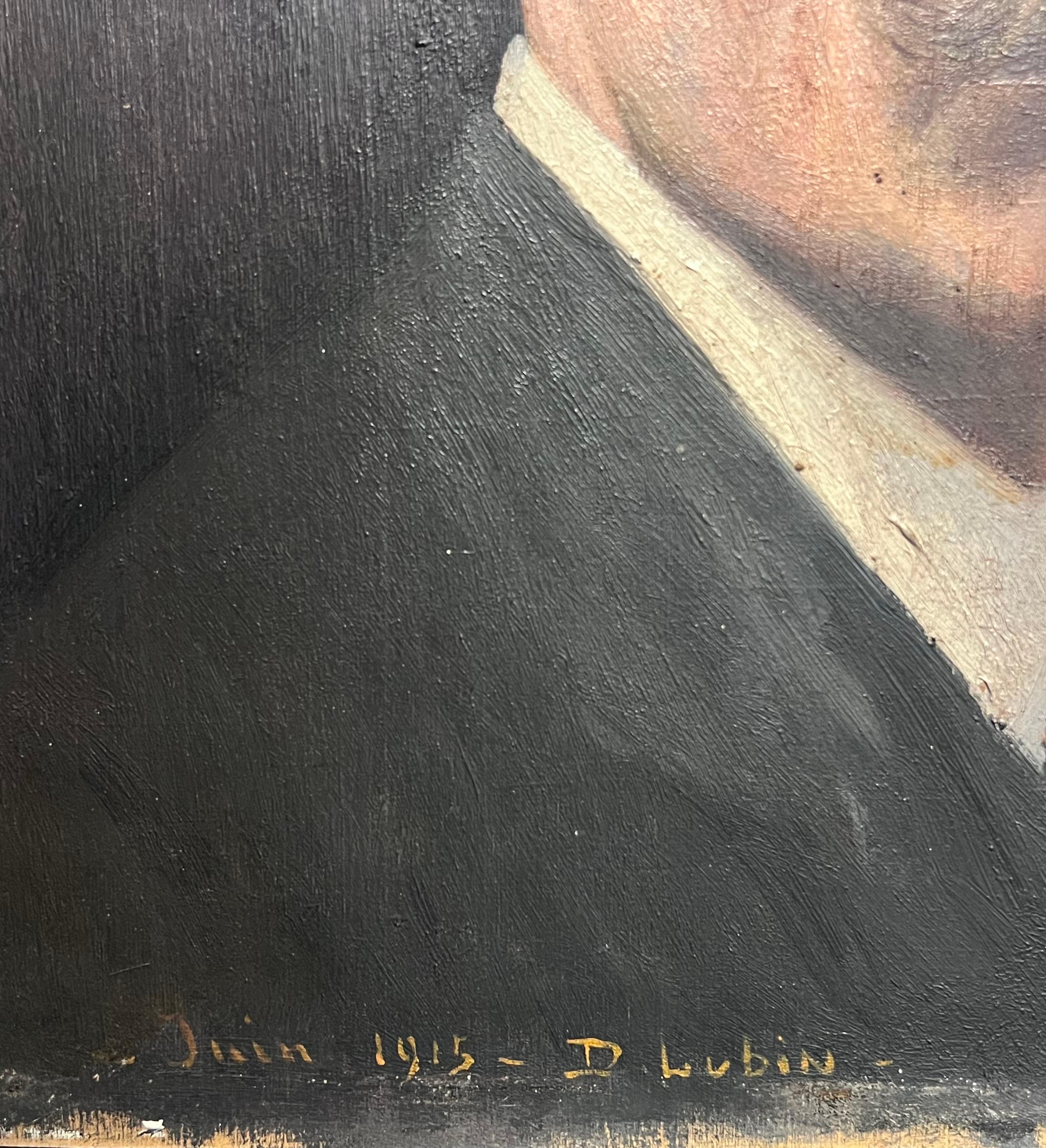 Antique French Signed Oil Painting d.1915 Ritratto di gentiluomo dai baffi arricciati 2