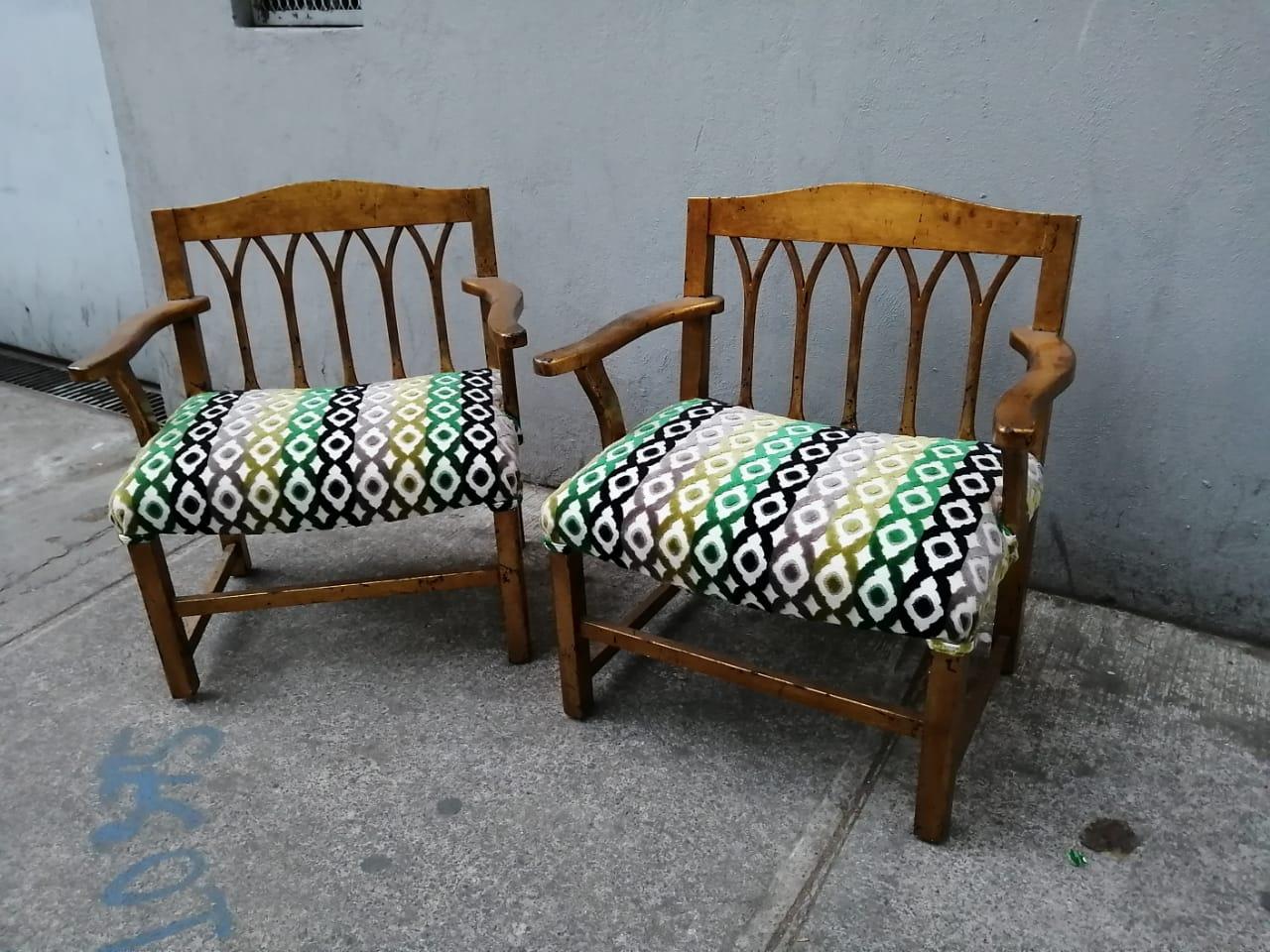 DM Nacional Mexican Mid-Century Modern Gilded Wood Children's Armchairs 1