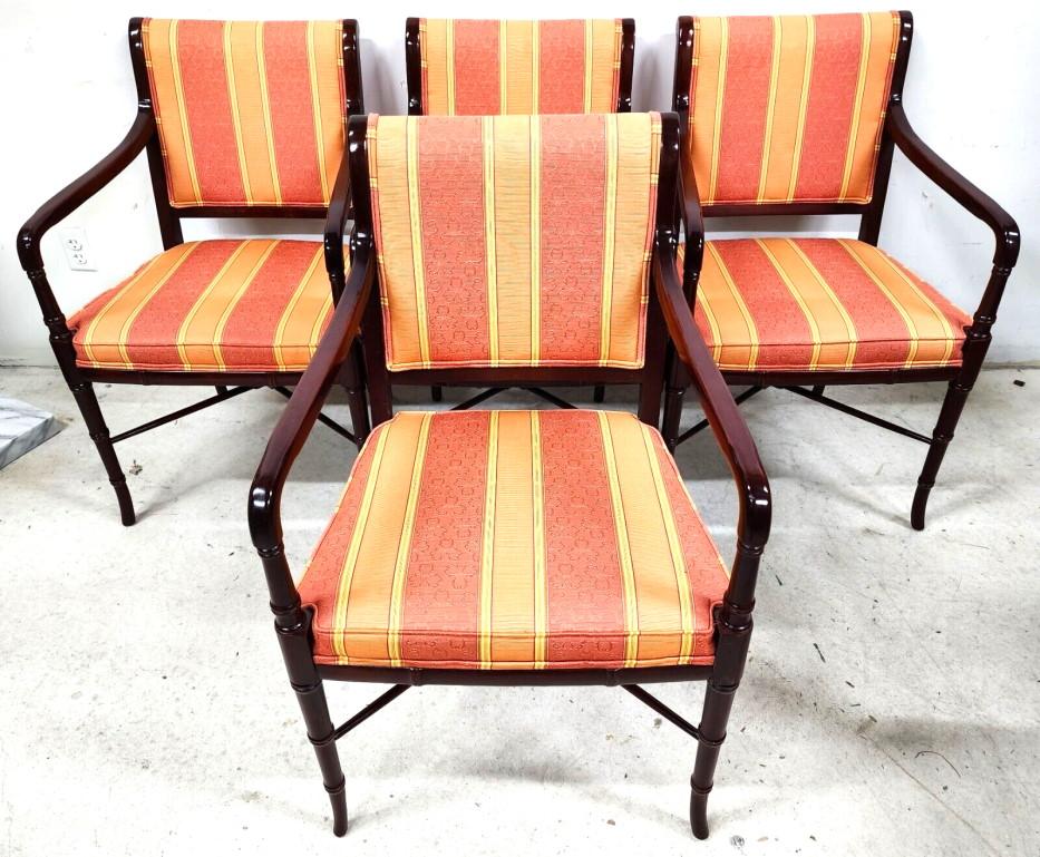 For FULL item description click on CONTINUE READING at the bottom of this page.

Offering One Of Our Recent Palm Beach Estate Fine Furniture Acquisitions Of A
Beautiful Vintage Set Of 4 Regency Faux Bamboo Dining Chairs by CABOT WRENN

Approximate