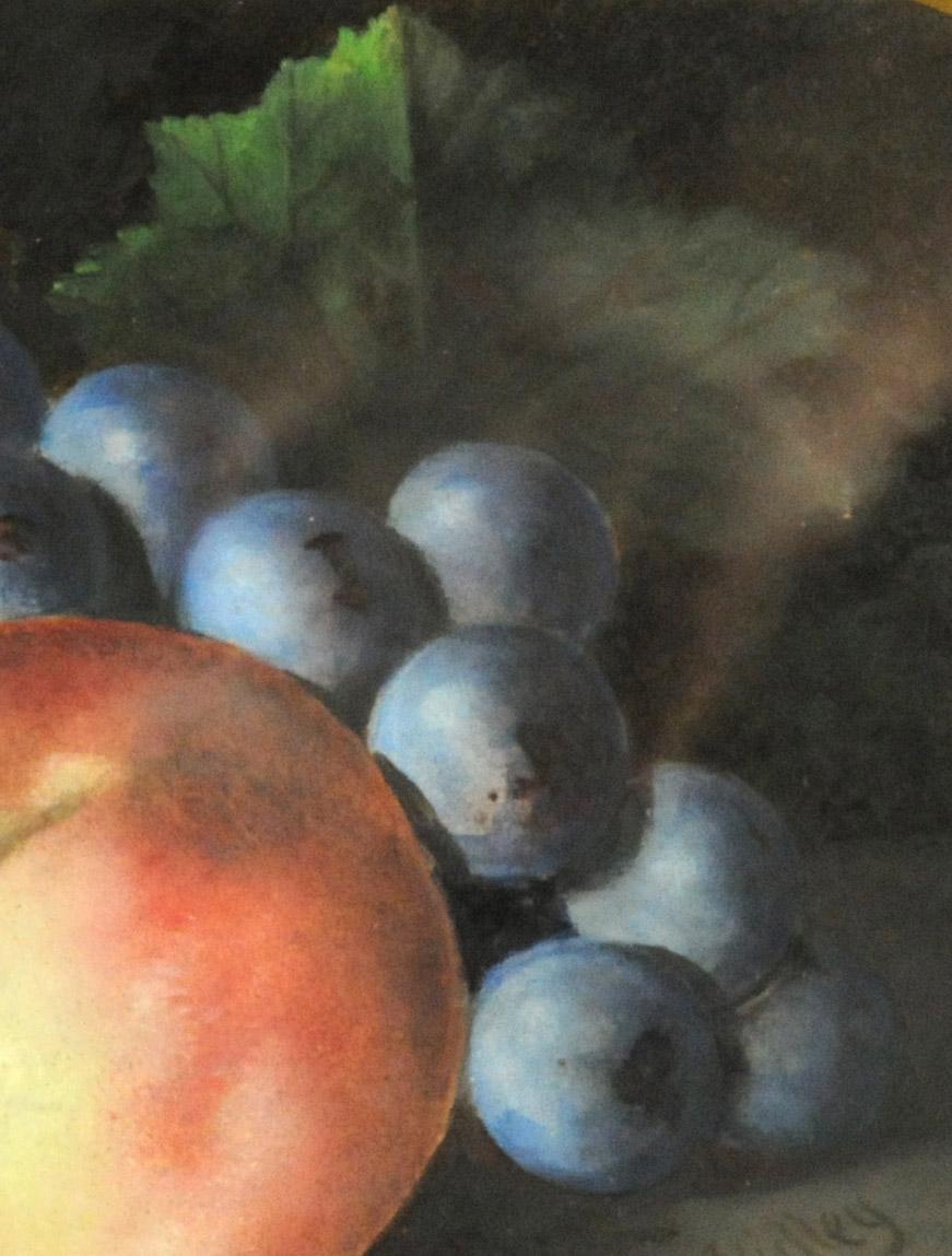 Still Life with Peaches and Grapes - Painting by D.M. Ridley