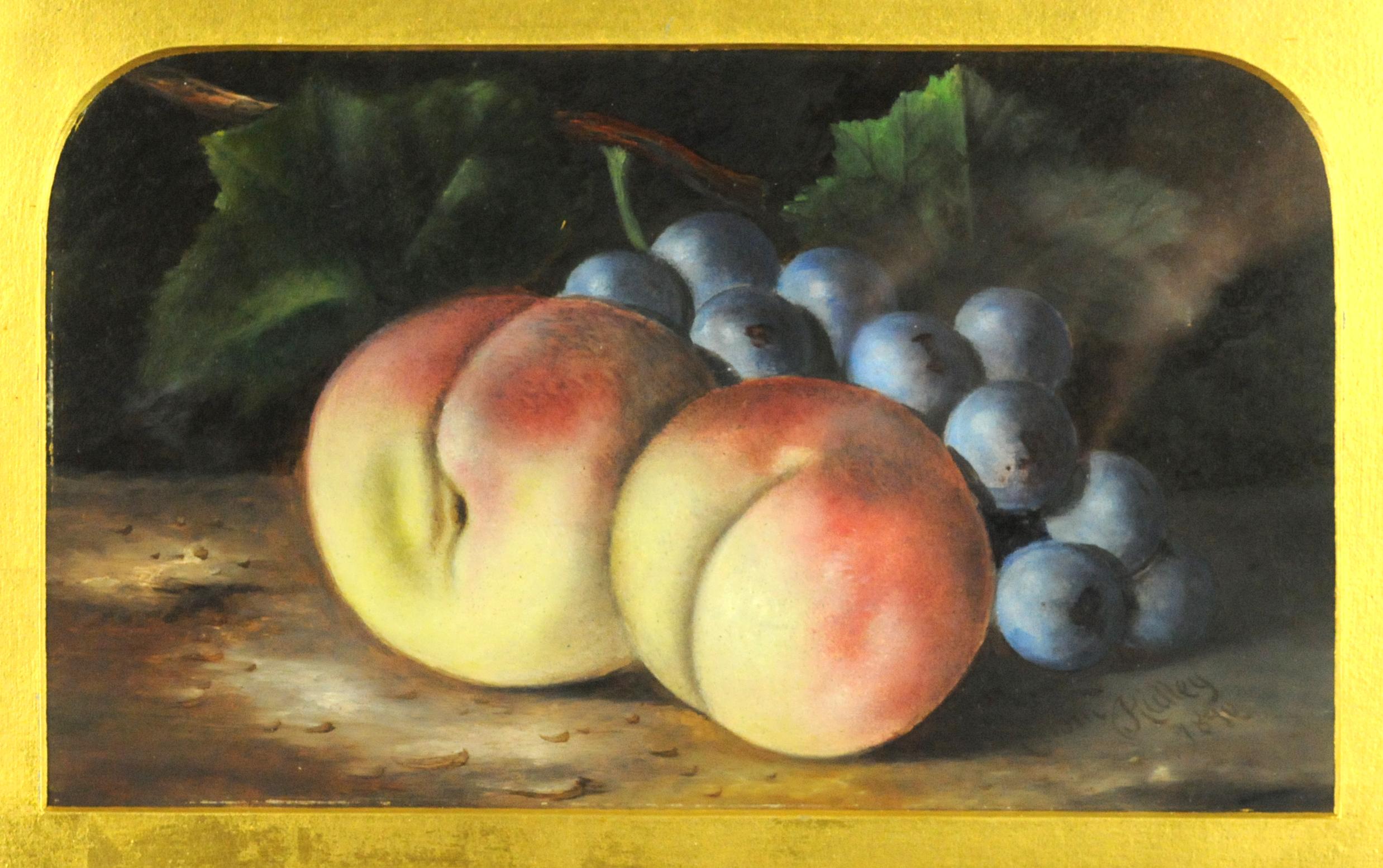 D.M. Ridley Still-Life Painting – Stillleben mit Pfirsichen und Weintrauben