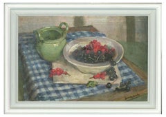 D.M. Roberts - Framed Mid 20th Century Oil, Berries in a Bowl