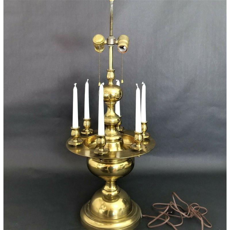For FULL item description click on CONTINUE READING at the bottom of this page.

Offering One Of Our Recent Palm Beach Estate Fine Lighting Acquisitions Of 
Another Special and Unique Vintage Very Heavy Solid Brass Table Lamp and Candelabra