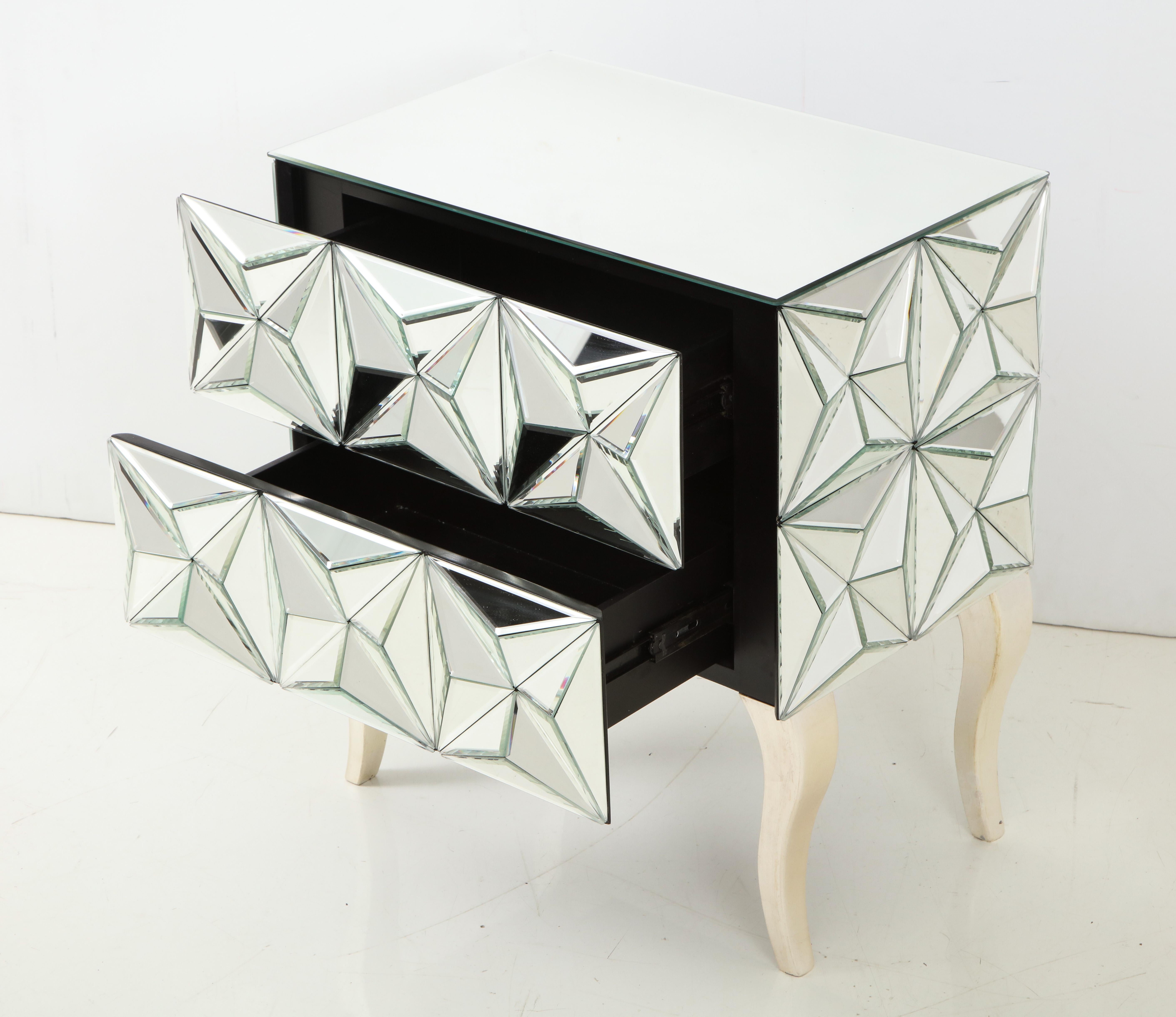 American Dimensional Beveled Edge Mirrored Nightstands