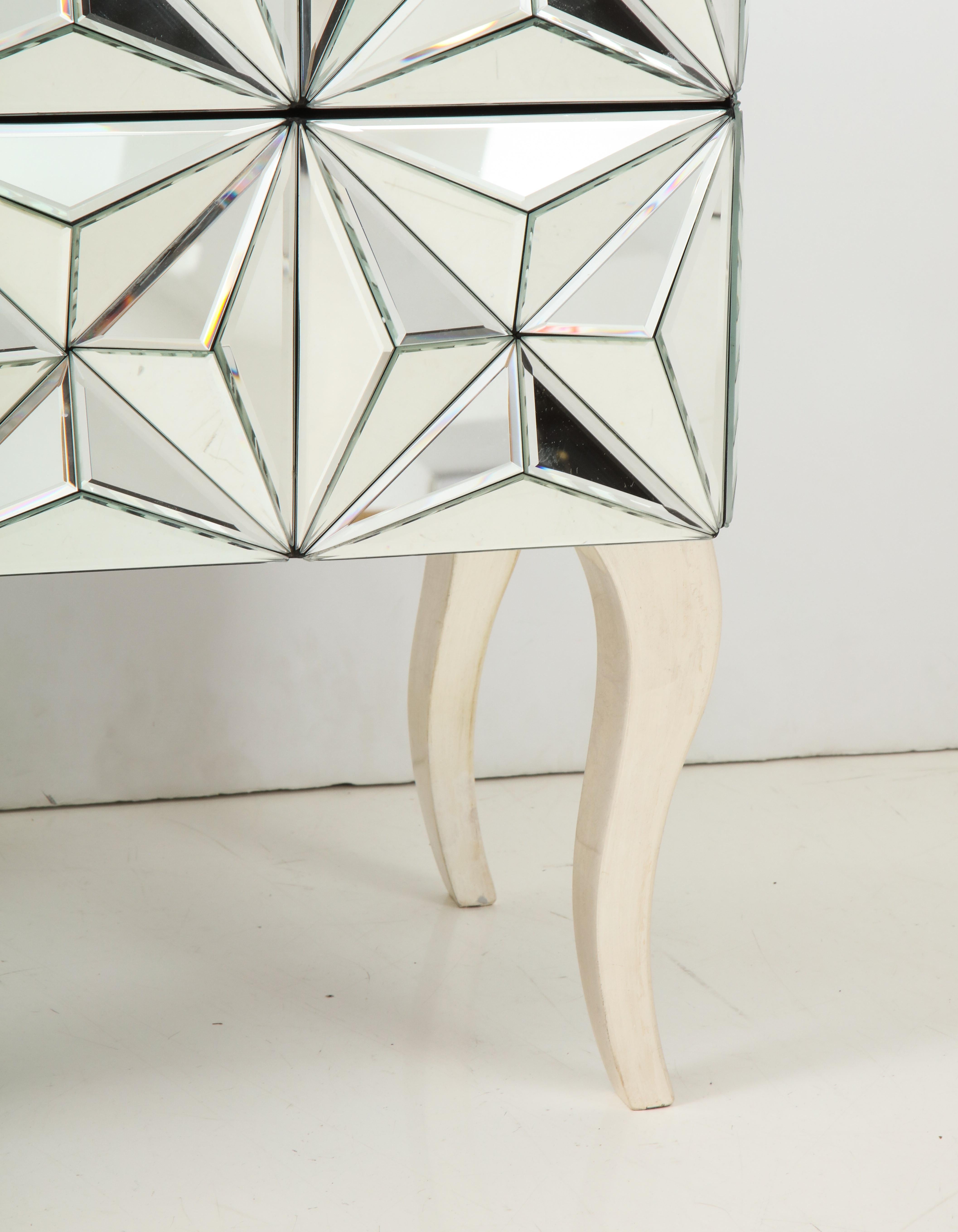 Dimensional Beveled Edge Mirrored Nightstands 1