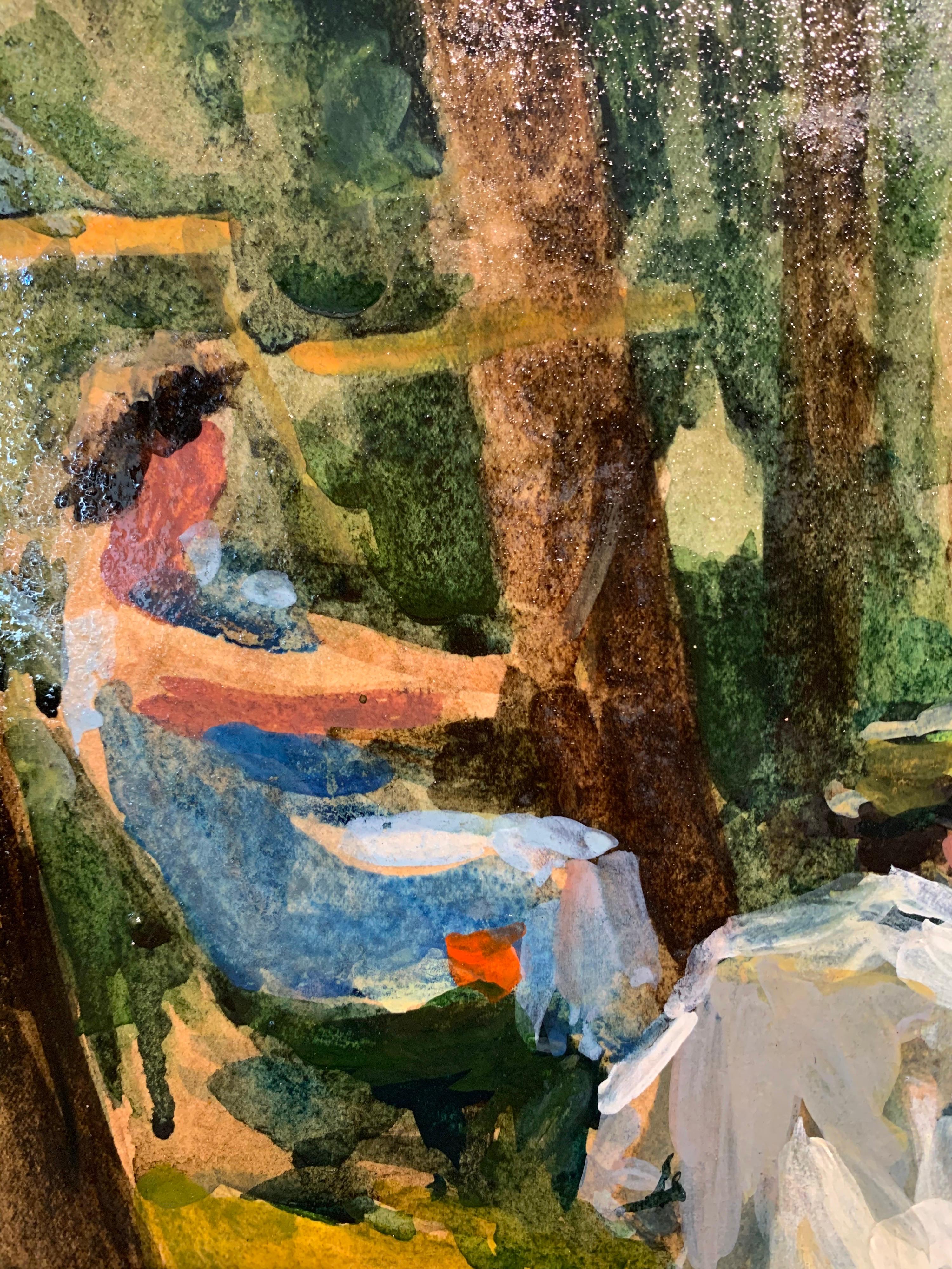 „auf Urlaub“  Öl, cm. 36 x 29 , 1959   – Painting von Dmitri Chmeliov