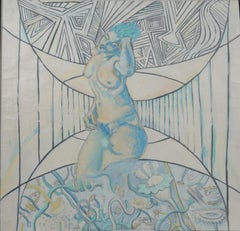 Op Art Figurative Female Nude -- Sanctum of the Blooming Mind